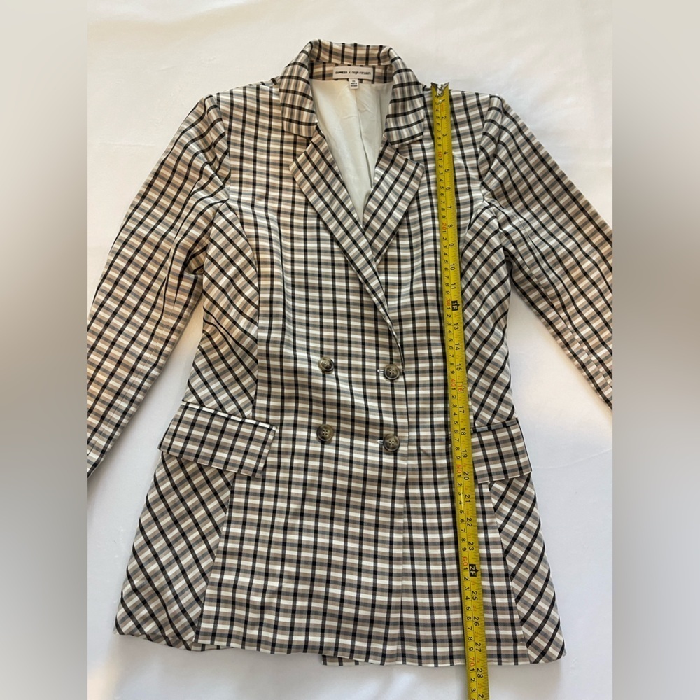 Express x Negin Mirsalehi Plaid Double Breasted Blazer XS Preppy Career Chic - Picture 5 of 10